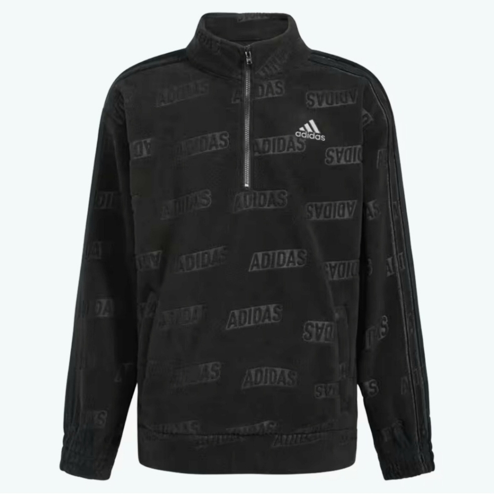 Adidas Boy's Fleece Brand Love Printed Half-Zip Hoodie Sz XL 18/20 Black NWT